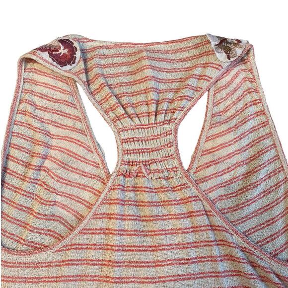 Free People Frida Neutral Embroidered Floral Faux Wrap Tank Medium - Picture 7 of 8